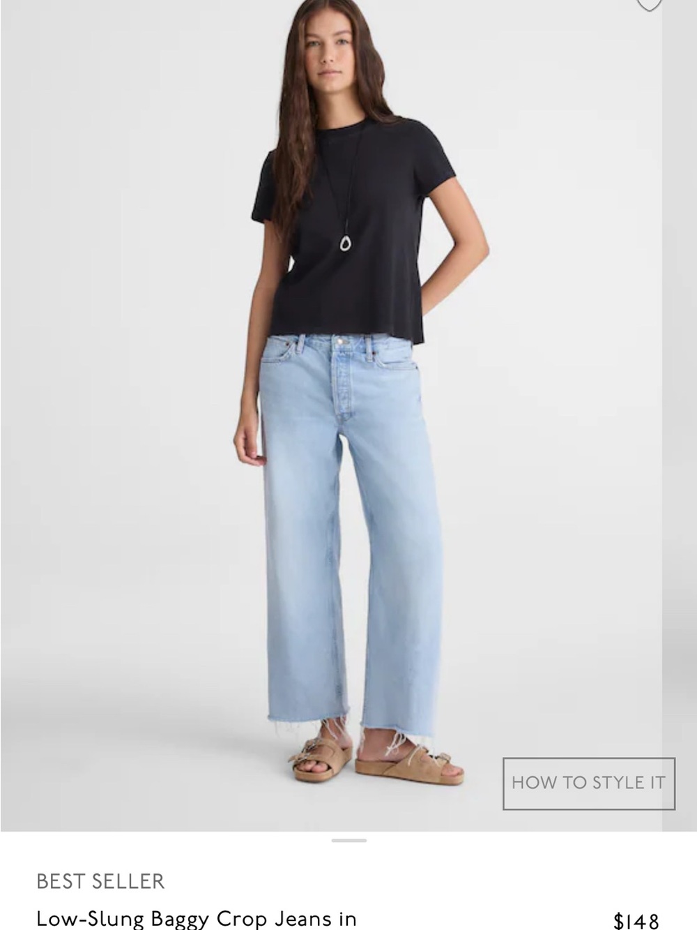 Madewell Low-Slung Baggy Crop Jeans - Light Blue (SEE INFO) 29